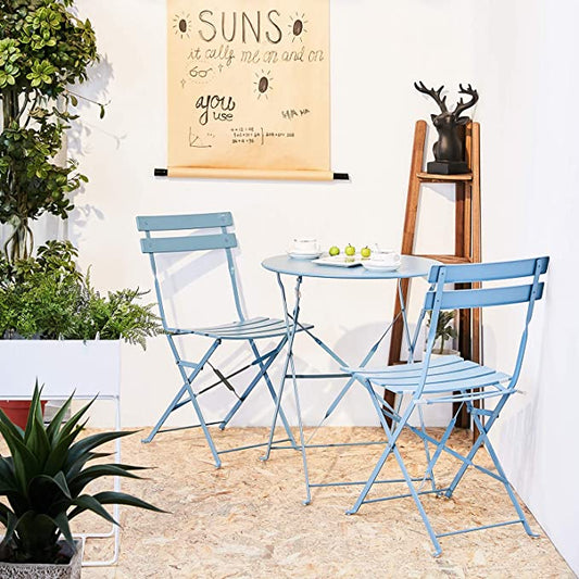 Table & Chair Set - Metal (Blue, Yellow, Silver)