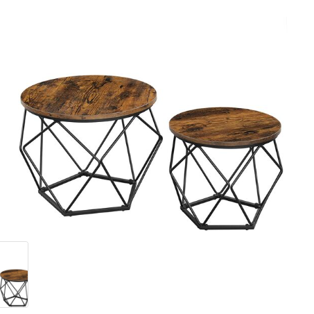 End Table - Steel Frame with Wood Top (Set of 2)