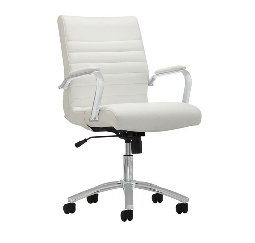 Office Chair - White Leather Contemporary