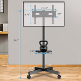 Rolling Display Stand with Mount and Laptop Shelf